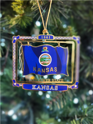 Kansas Brass State Flag Ornament