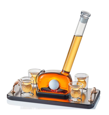 Golf Whiskey Decanter Set with 4 Shot Glasses
