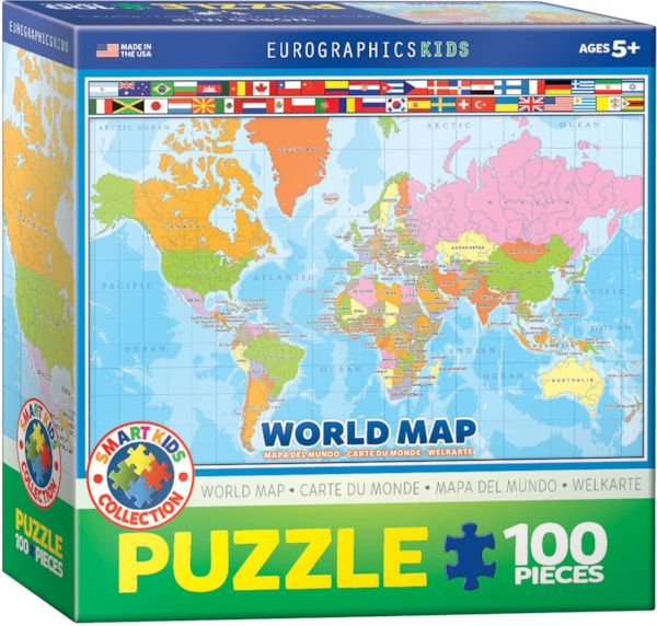 Puzzle, World Map, 100 pcs