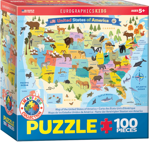 Puzzle, Map of US, 100 pcs