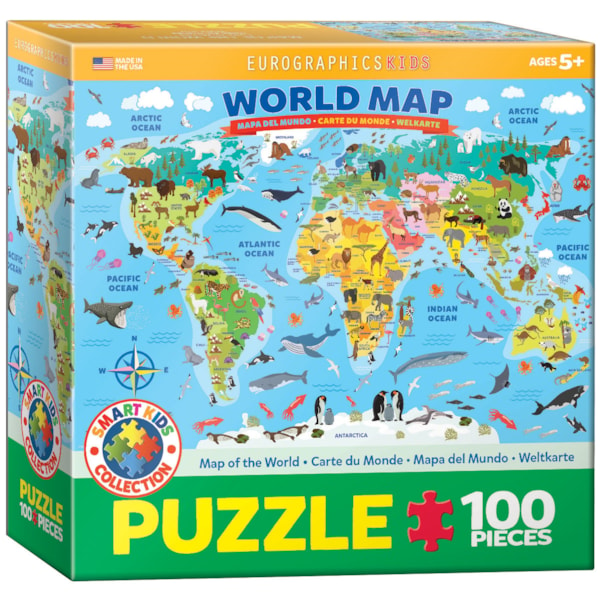 Puzzle, Map of World, 100 pcs