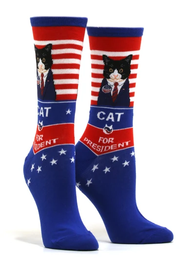 Cat for President Socks, Womens