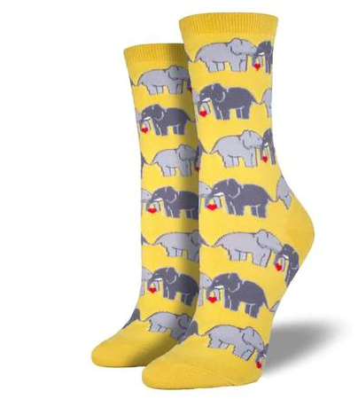 Elephant Love Woman's Socks, Buttercup