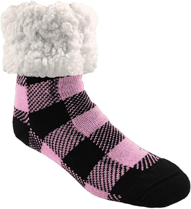 Slipper Socks, Thermal, LumberJack Candy Pink