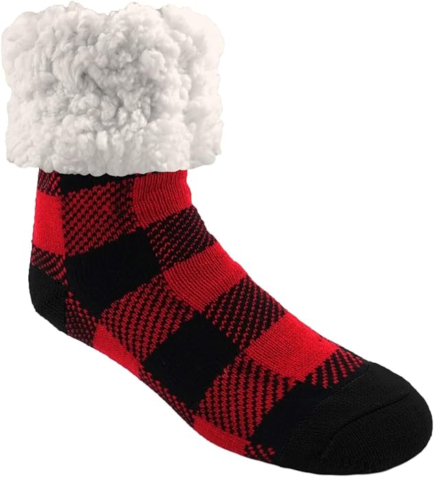 Pudus Slipper Socks, Thermal, LumberJack Red