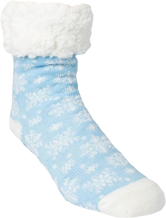 Slipper Socks, Snowflake Ice Blue