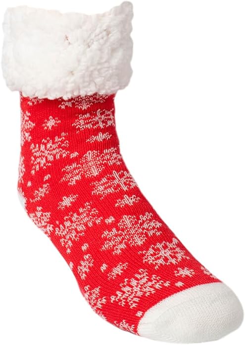 Slipper Socks, Snowflake, Red
