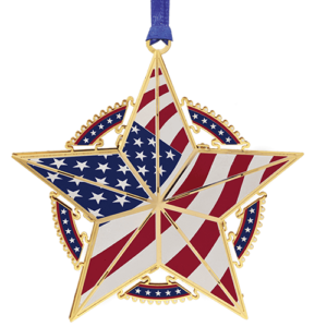 Patriotic Star with Flag Ornament Made in USA!