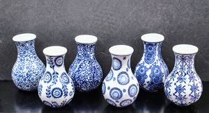 Vases Blue & White 4.5" 6pk