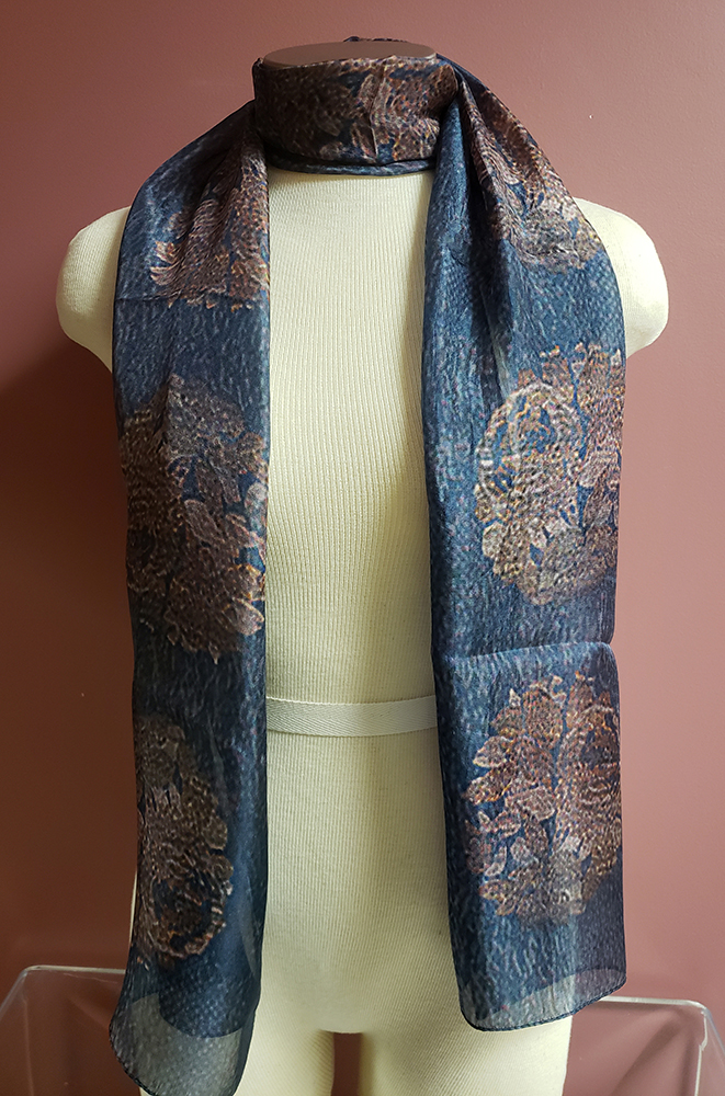Blue and Gold Silk Scarf