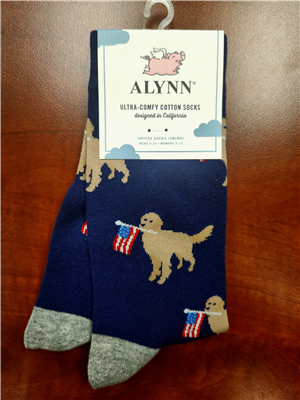 Dog with Flag Socks