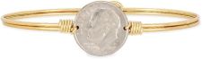 FDR Dime Bangle Brass Tone