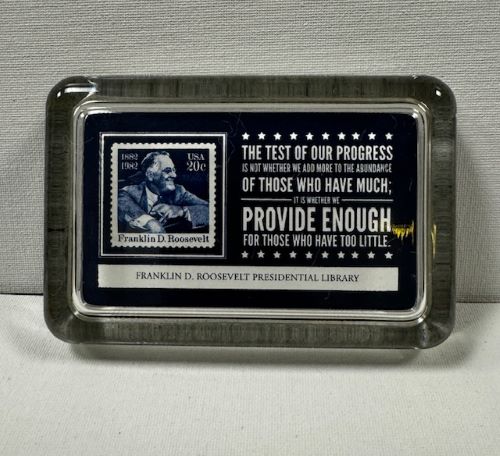 FDR Quote Glass Paperweight with Stamp